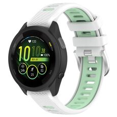Per Garmin Forerunner 265S 18mm Cinturino sportivo in silicone con fibbia in acciaio bicolore (bianco + verde acqua)