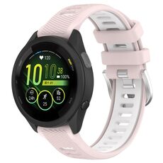 Per Garmin Forerunner 265S 18mm Cinturino sportivo in silicone con fibbia in acciaio bicolore (rosa + bianco)