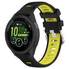 Per Garmin Forerunner 265S 18mm Cinturino sportivo in silicone con fibbia in acciaio bicolore (nero + verde lime)