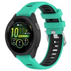 Per Garmin Forerunner 265S 18mm cinturino sportivo in silicone con fibbia in acciaio bicolore (lago blu + nero)