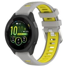 Per Garmin Forerunner 265S 18mm Cinturino sportivo in silicone con fibbia in acciaio bicolore (grigio + giallo)