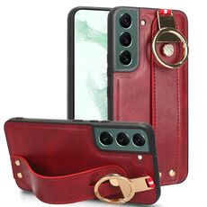 Custodia posteriore in pelle con cinturino per Samsung Galaxy S22 5G (rosso)