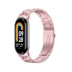 Per Xiaomi Mi Band 8 cinturino milanese in metallo a tre sfere (rosa rosa)