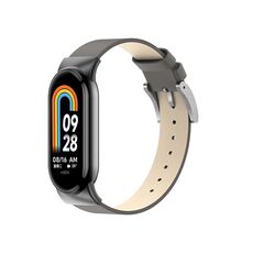 Per cinturino di ricambio in pelle Xiaomi Mi Band 8 12mm (grigio)