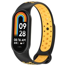 Per Xiaomi Mi Band 8 Cinturino sportivo in silicone a due colori (nero giallo)