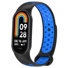 Per Xiaomi Mi Band 8 Cinturino sportivo in silicone a due colori (nero blu)