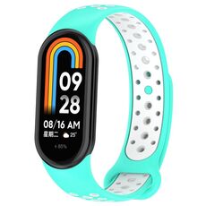 Per Xiaomi Mi Band 8 Cinturino sportivo in silicone a due colori (ciano bianco)