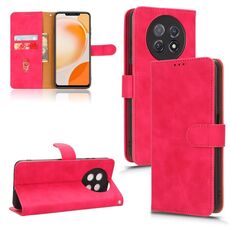 Per Huawei Enjoy 60X Custodia per telefono in pelle con vibrazione magnetica Skin Feel (rosa rossa)