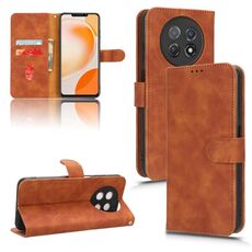 Per Huawei Enjoy 60X Custodia per telefono in pelle con vibrazione magnetica Skin Feel (marrone)