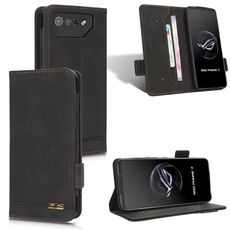 Per ASUS ROG Phone 7 Custodia in pelle con chiusura magnetica (nera)