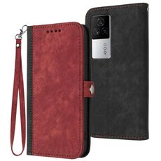 Per vivo iQOO 7 India / iQOO Neo5 Custodia in pelle con cinturino a doppia piega e fibbia laterale (rosso)