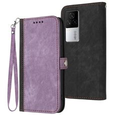 Per vivo iQOO 7 India / iQOO Neo5 Custodia in pelle con cinturino a doppia piega con fibbia laterale (viola)