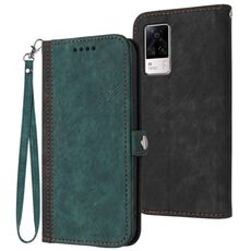 Per vivo S9e Custodia in pelle con cinturino a doppia piega e fibbia laterale (verde scuro)