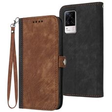 Per vivo S9e Custodia in pelle con cinturino a doppia piega e fibbia laterale (marrone)