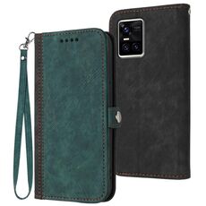 Per vivo S10 / S10 Pro Custodia in pelle con cinturino a doppia piega e fibbia laterale (verde scuro)