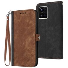 Per vivo S10 / S10 Pro Custodia per telefono in pelle con cinturino a doppia piega e fibbia laterale (marrone)