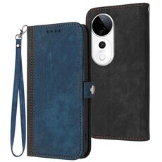 Per vivo S19 Pro Custodia per telefono in pelle con cinturino a doppia piega e fibbia laterale (Royal)