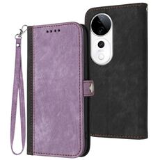 Per vivo S19 Pro Custodia in pelle con cinturino a doppia piega e fibbia laterale (viola)