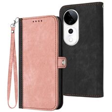 Per vivo S19 Pro Custodia in pelle con cinturino a doppia piega e fibbia laterale (rosa)