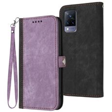 Per vivo V21 4G / 5G / V21s Custodia in pelle con cinturino a doppia piega e fibbia laterale (viola)