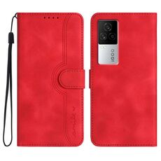 Per vivo iQOO 7 India / iQOO Neo5 Custodia in pelle con motivo a cuore (rosso)