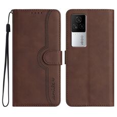 Per vivo iQOO 7 India / iQOO Neo5 Custodia in pelle con motivo a cuore (marrone)
