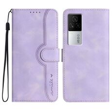 Per vivo iQOO 7 India / iQOO Neo5 Custodia in pelle con motivo a cuore (viola)