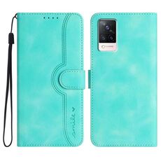 Per vivo S9 Custodia per telefono in pelle con motivo a cuore (azzurro chiaro)
