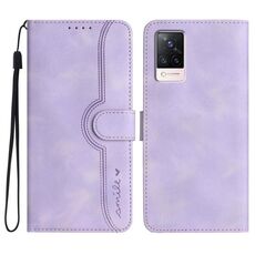 Per vivo S9 Custodia per telefono in pelle con motivo a cuore (viola)