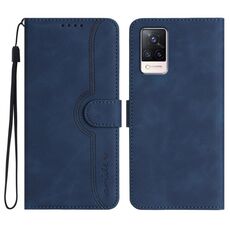Per vivo S9 Custodia per telefono in pelle con motivo a cuore (blu reale)