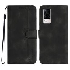 Per vivo S9e Custodia per telefono in pelle con motivo a cuore (nero)