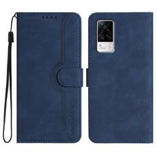 Per vivo S9e Custodia per telefono in pelle con motivo a cuore (blu reale)