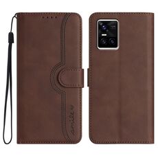 Per vivo S10 / S10 Pro Custodia per telefono in pelle con motivo a cuore (marrone)