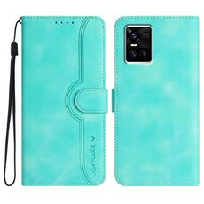 Per vivo S10 / S10 Pro Custodia per telefono in pelle con motivo a cuore (azzurro chiaro)