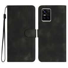 Per vivo S10 / S10 Pro Custodia per telefono in pelle con motivo a cuore (nero)