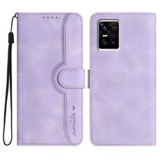Per vivo S10 / S10 Pro Custodia per telefono in pelle con motivo a cuore (viola)