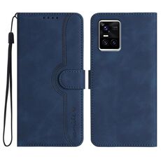 Per vivo S10 / S10 Pro Custodia per telefono in pelle con motivo a cuore (blu reale)