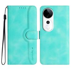 Per vivo S19 Pro Custodia per telefono in pelle con motivo a cuore (azzurro chiaro)
