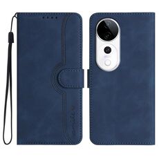 Per vivo S19 Pro Custodia per telefono in pelle con motivo a cuore (blu reale)