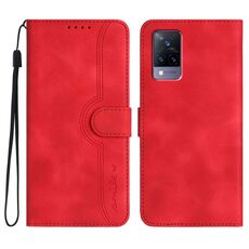 Per vivo V21 4G / 5G / V21s Custodia in pelle con motivo a cuore (rosso)