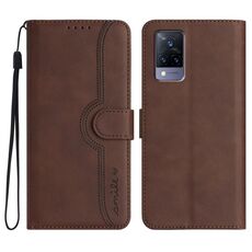 Per vivo V21 4G / 5G / V21s Custodia in pelle con motivo a cuore (marrone)