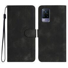 Per vivo V21 4G / 5G / V21s Custodia in pelle con motivo a cuore (nero)