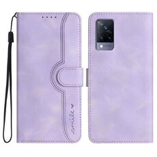Per vivo V21 4G / 5G / V21s Custodia in pelle con motivo a cuore (viola)