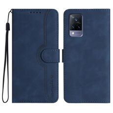 Per vivo V21 4G / 5G / V21s Custodia in pelle con motivo a cuore (blu reale)