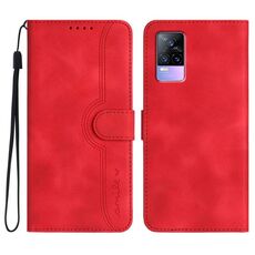 Per vivo V21e 4G / Y73 2021 Custodia in pelle con motivo a cuore (rosso)