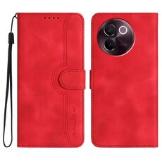 Per vivo V30e Custodia per telefono in pelle con motivo a cuore (rosso)
