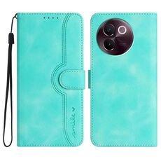 Per vivo V30e Custodia per telefono in pelle con motivo a cuore (azzurro chiaro)