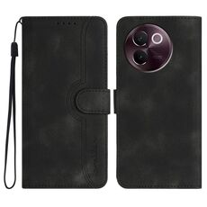 Per vivo V30e Custodia in pelle con motivo a cuore (nero)