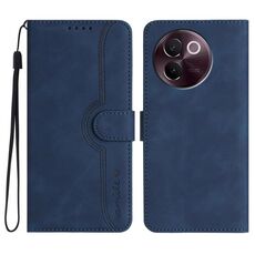 Per vivo V30e Custodia in pelle con motivo a cuore (blu reale)
