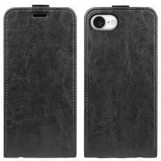 Per iPhone 16e R64 Texture Custodia per telefono in pelle con flip verticale singolo (nero)